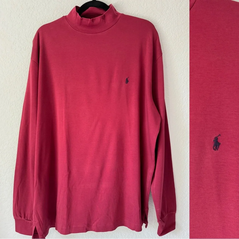 Polo Golf Ralph Lauren Men’s Large Dark Red  Pima Cotton‎ Mock Neck Outdoor